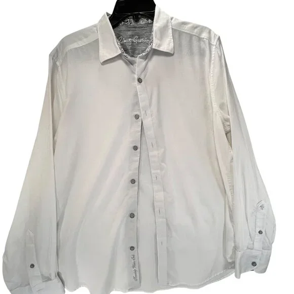 Robert Graham White Button Up LS Shirt Contrasting Collar Cuffs Classic - Picture 1 of 16